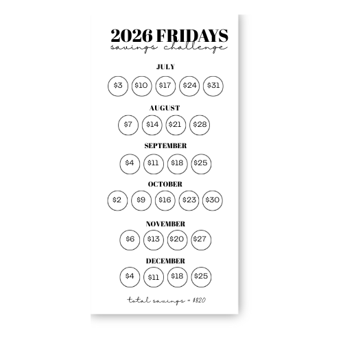2026 Fridays Savings Challenge
