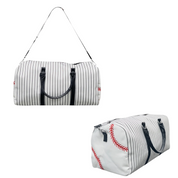 Baseball White Black Duffle Bag