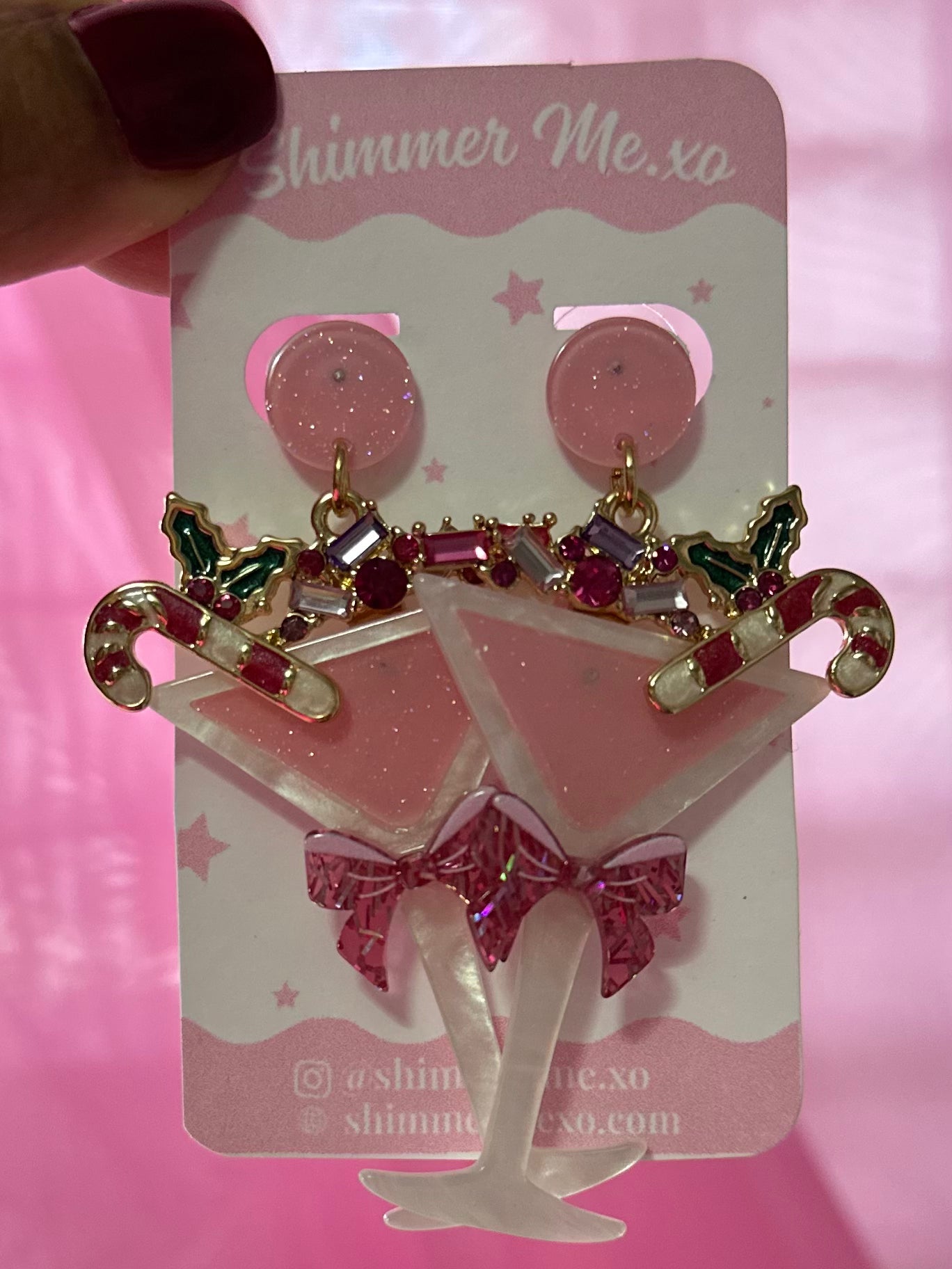 Festive Martini Glass Christmas Earrings