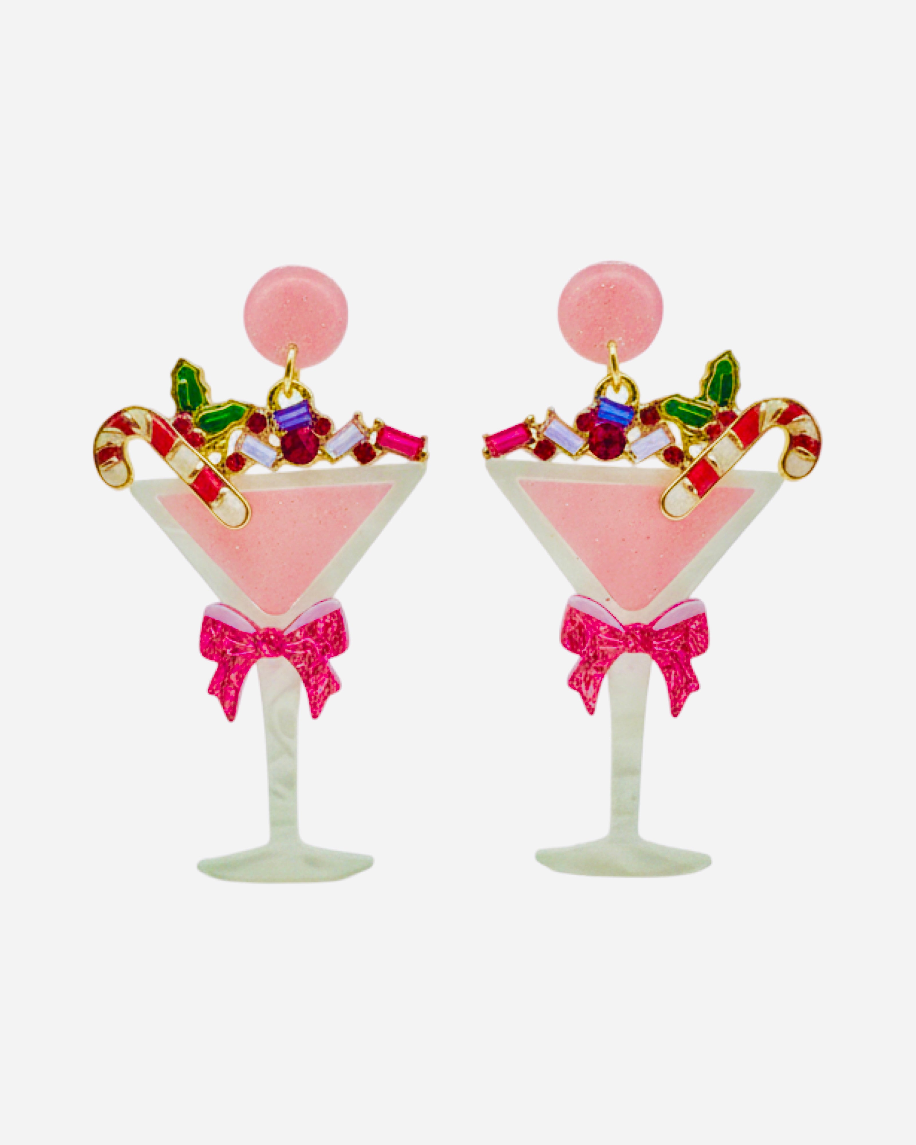 Festive Martini Glass Christmas Earrings