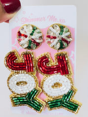 Joy Tear Drop Christmas Earrings