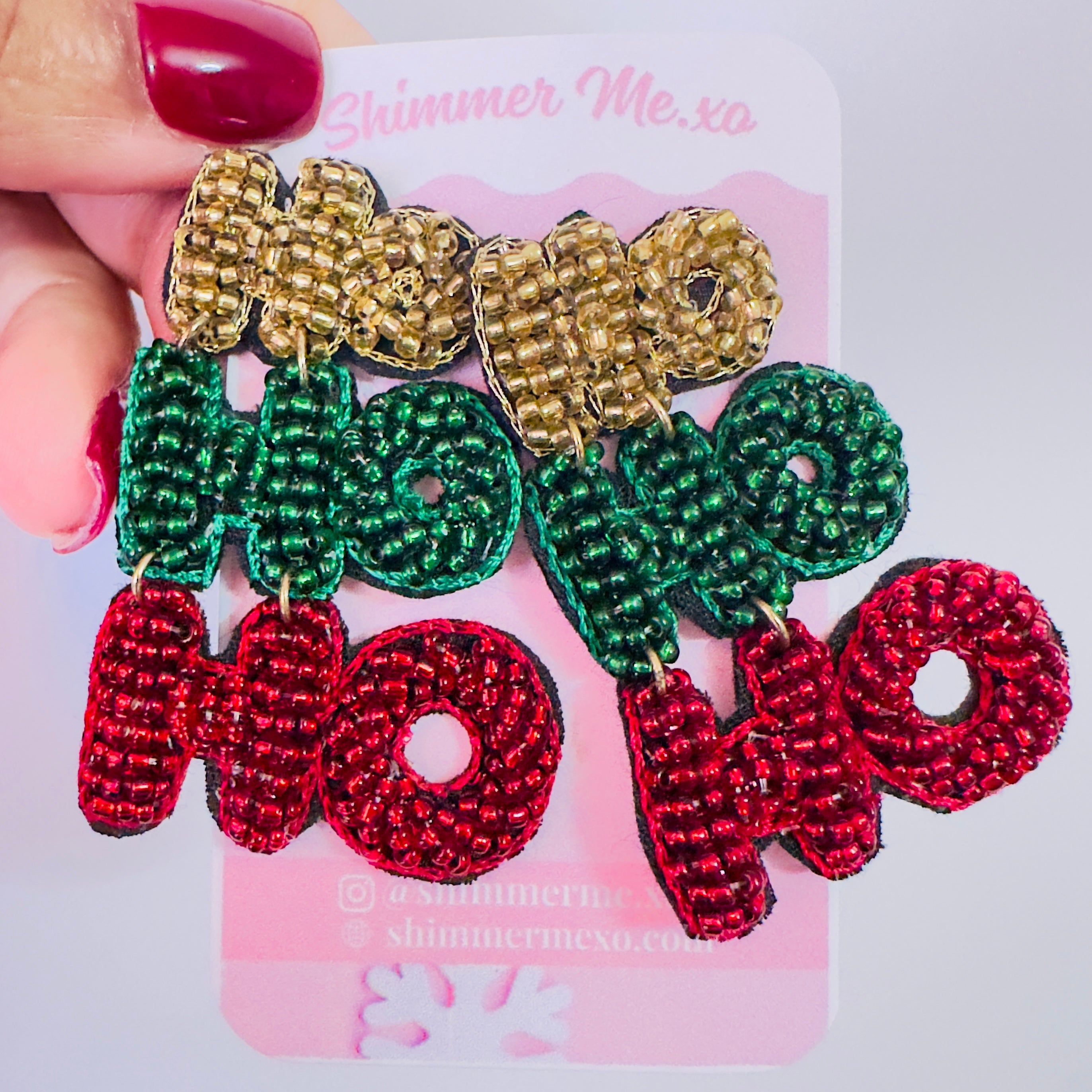 Ho Ho Ho Seed Bead Earrings