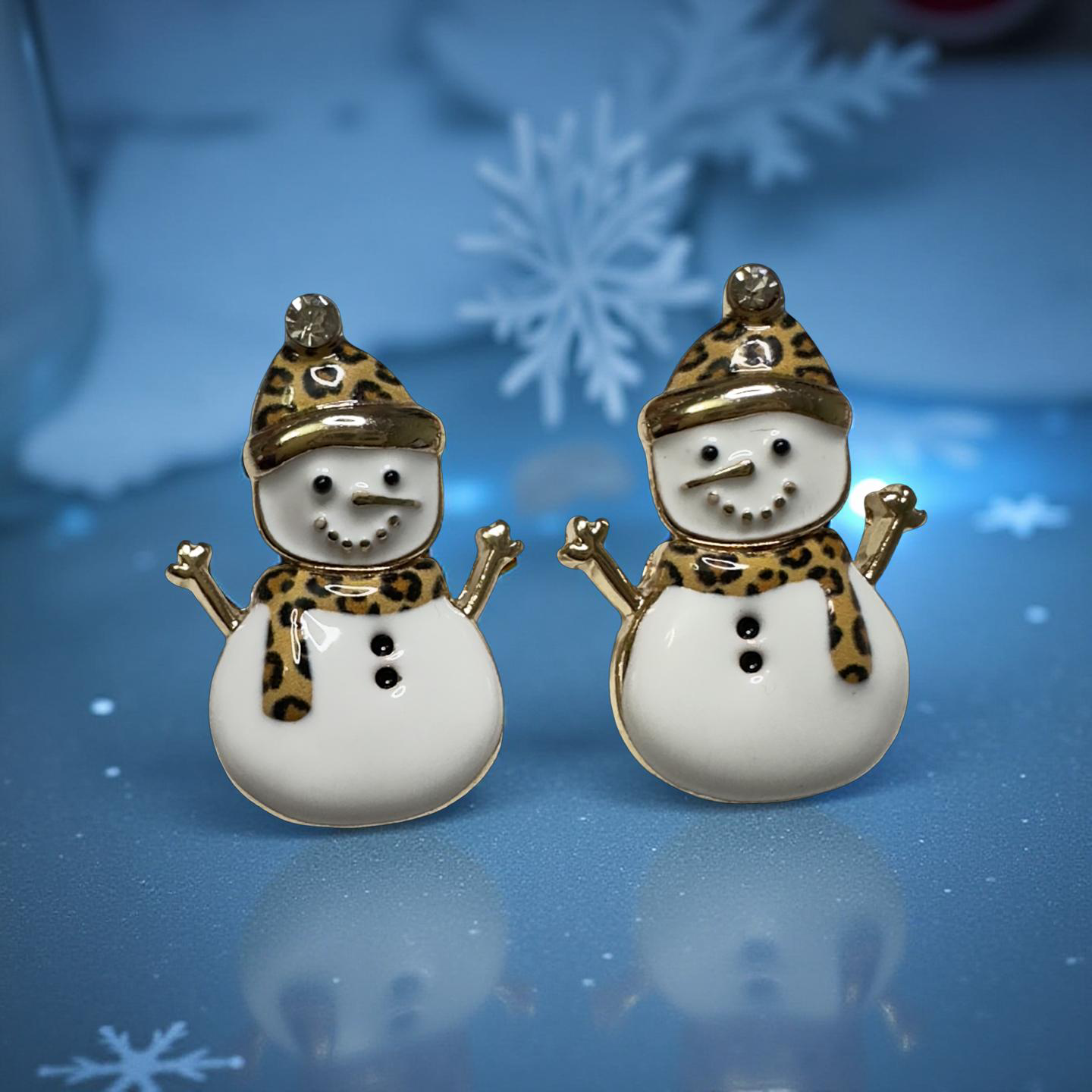 Gold Leopard Stud Snowman