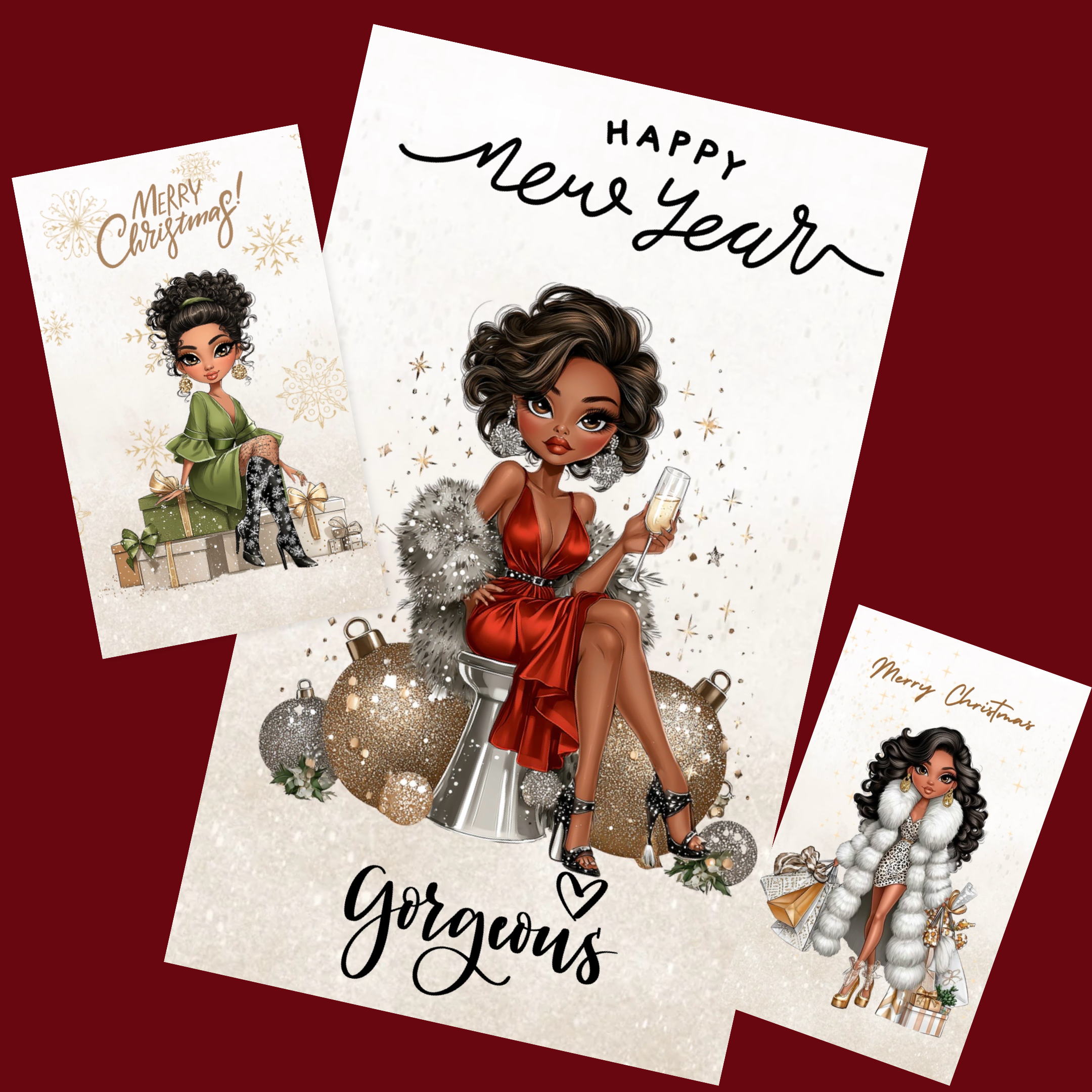 Christmas Glam Ladies Planner Dashboard Bundle – Holiday Fashion Set (3-Pack)