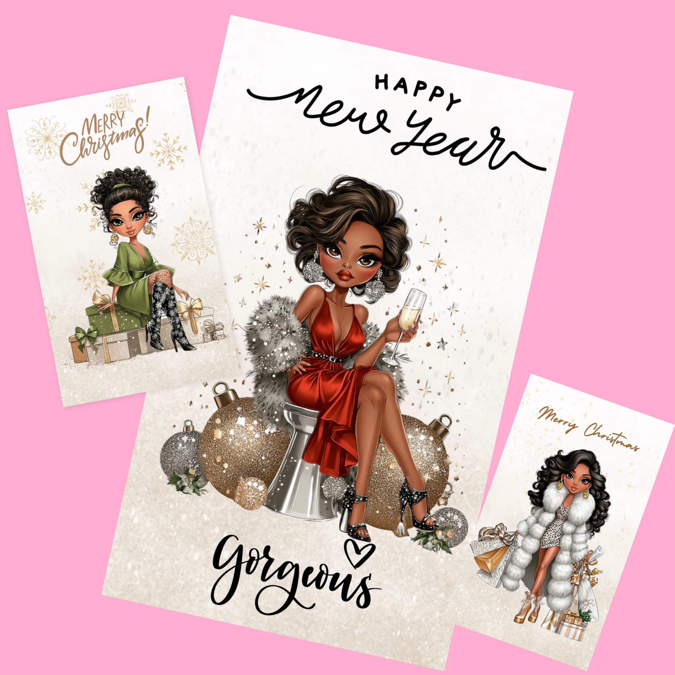Christmas Glam Ladies Planner Dashboard Bundle – Holiday Fashion Set (3-Pack)