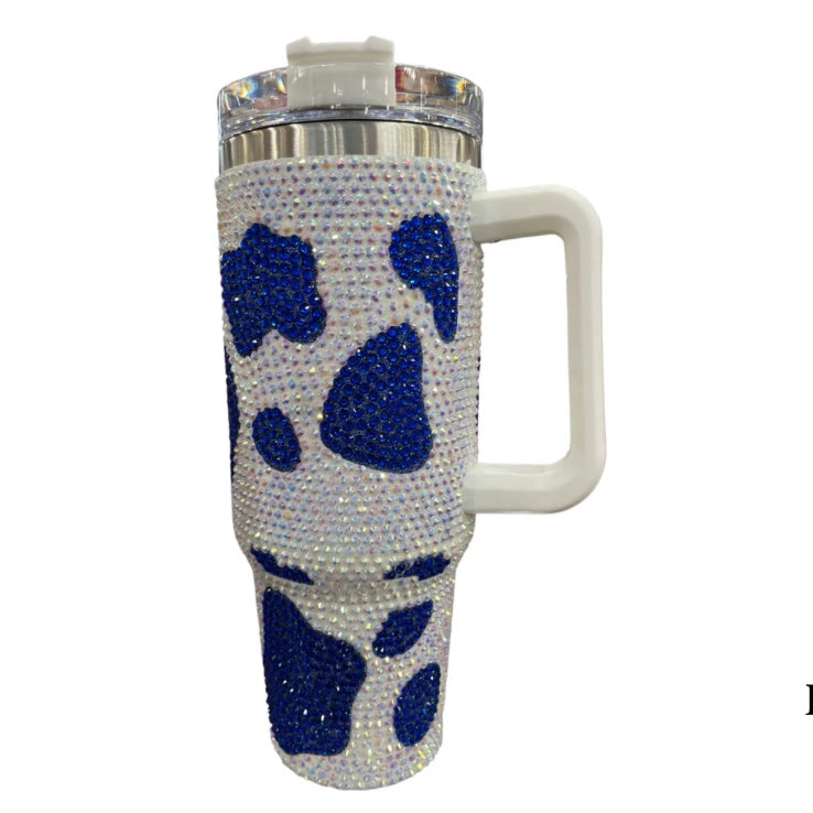 cow print bling tumbler