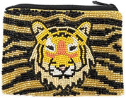 Fleur De Lis  Seed Bead Black & Gold Coin Purse