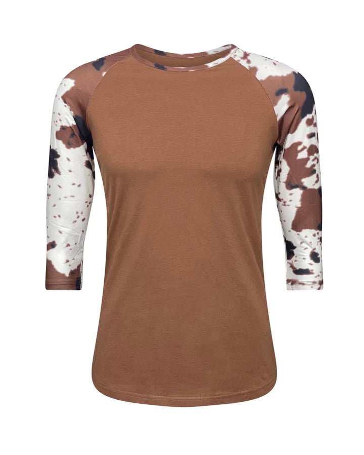Cow Print Raglan Style T-Shirt - Shimmer Me
