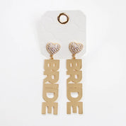 Crystal Heart Shape Gold Bride Earrings - Shimmer Me