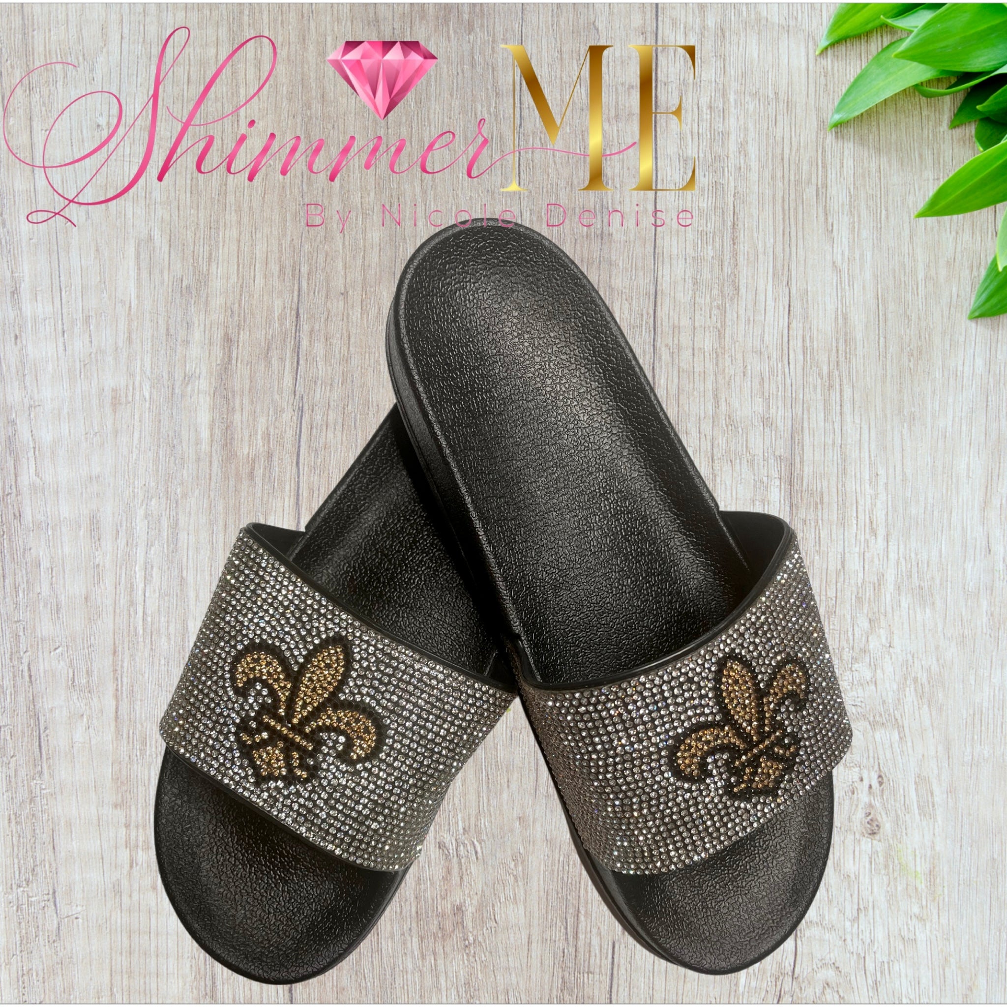 Fleur De Lis Crystal Flip Flops - Shimmer Me