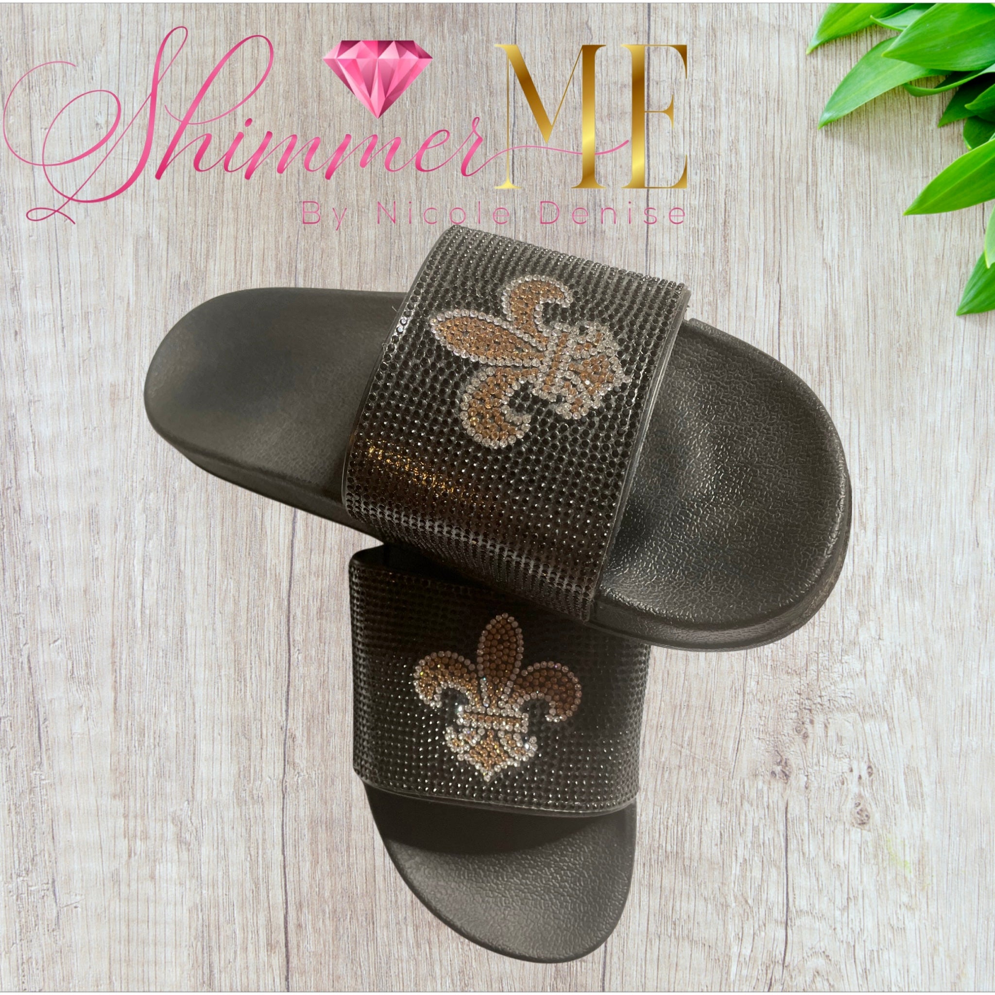 Fleur De Lis Crystal Flip Flops - Shimmer Me