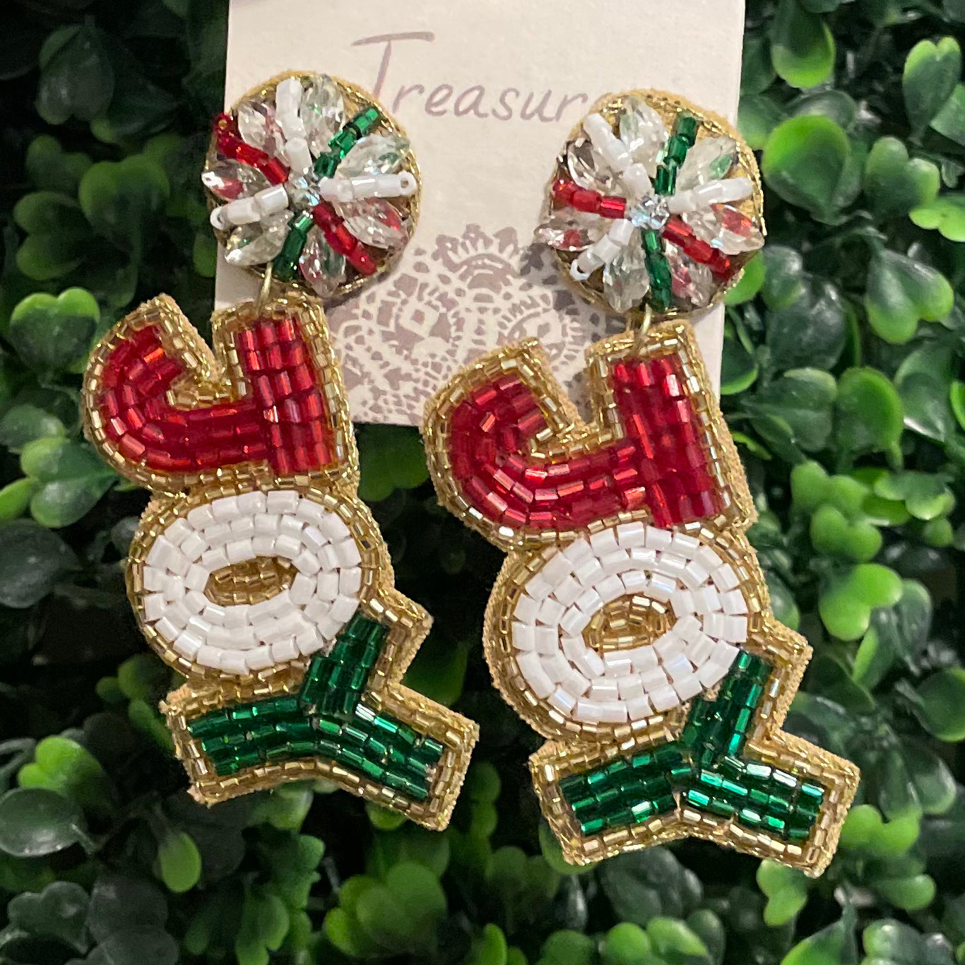 Joy Tear Drop Christmas Earrings