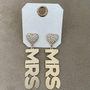 Crystal Heart Shape Gold Bride Earrings