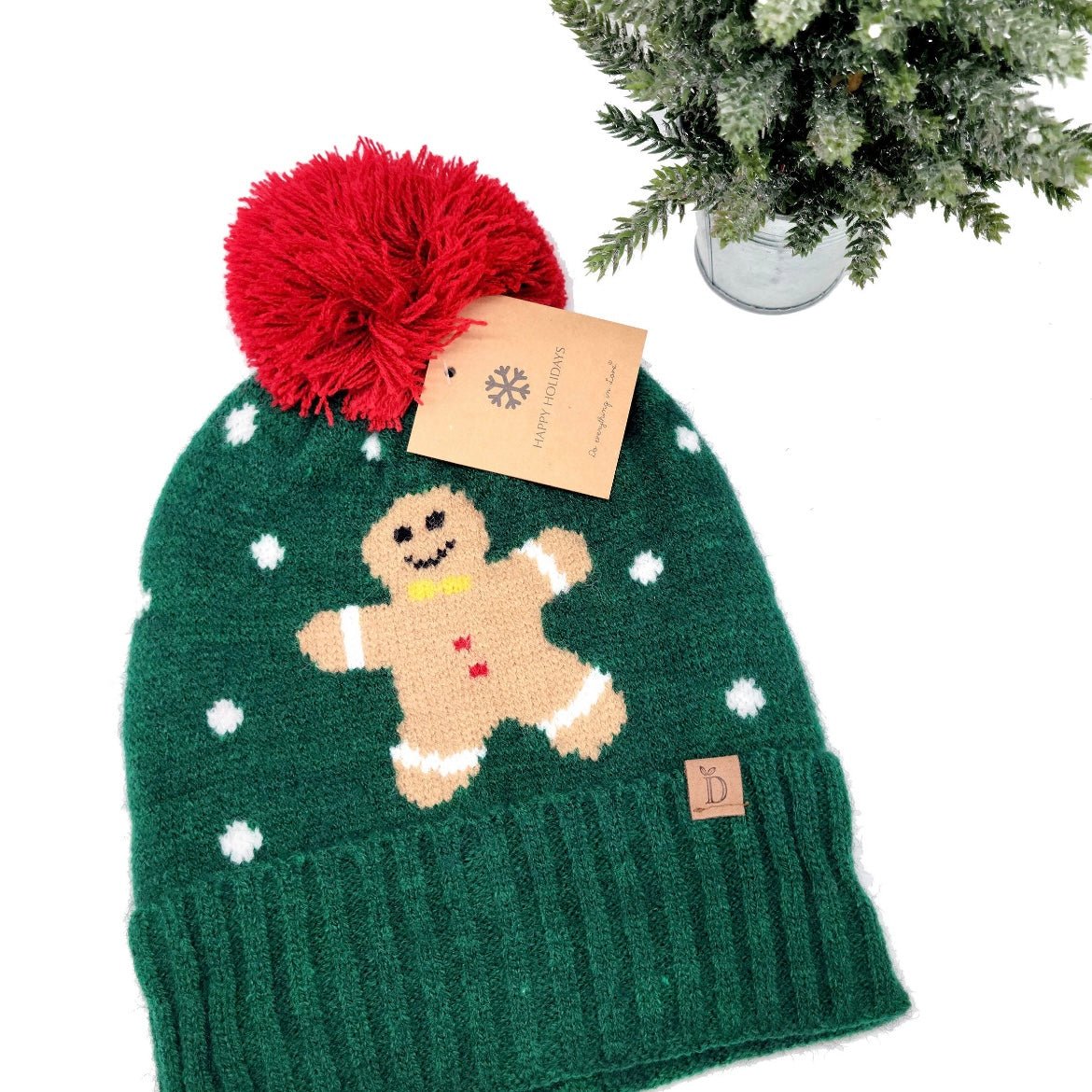 Knit Christmas Beanie Gingerbread - Shimmer Me