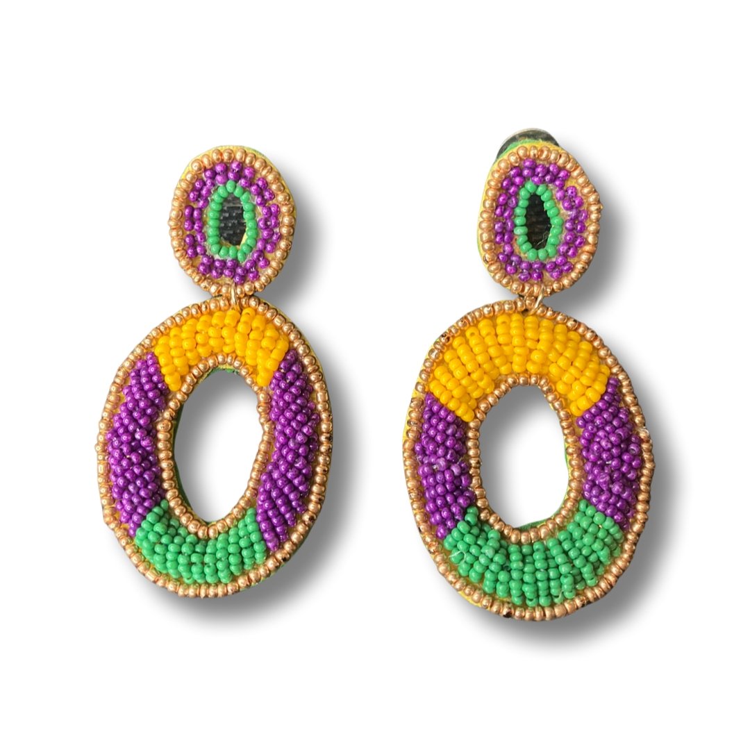 Mardi Gras Beaded Earrings - Shimmer Me