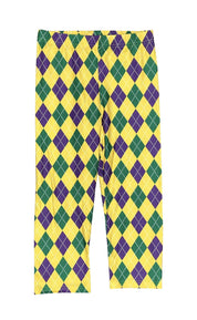 Mardi Gras Harlequin Diamond Capri Leggings - Shimmer Me
