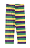 MARDI GRAS STRIPED CAPRI LEGGINGS ADULT - Shimmer Me