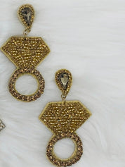 Wedding Ring Seed Bead Bride Earrings - Shimmer Me